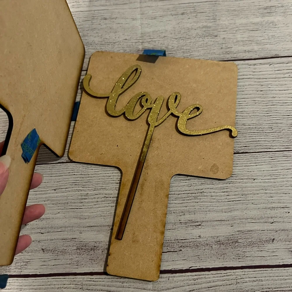 LOVE Wedding Cake Topper - Glitter Gold